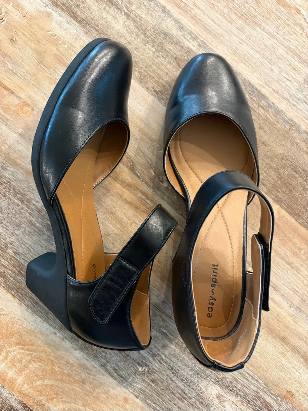 Easy Spirit Casity Mary Jane Pumps Black Size 8.5M Chunky Heel Comfort Strap
